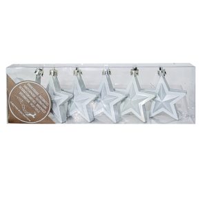 Set 6 stelute decorative pentru brad, argintiu