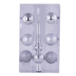 Set decoratiuni pentru brad din plastic argintiu  1 of 1  scaled